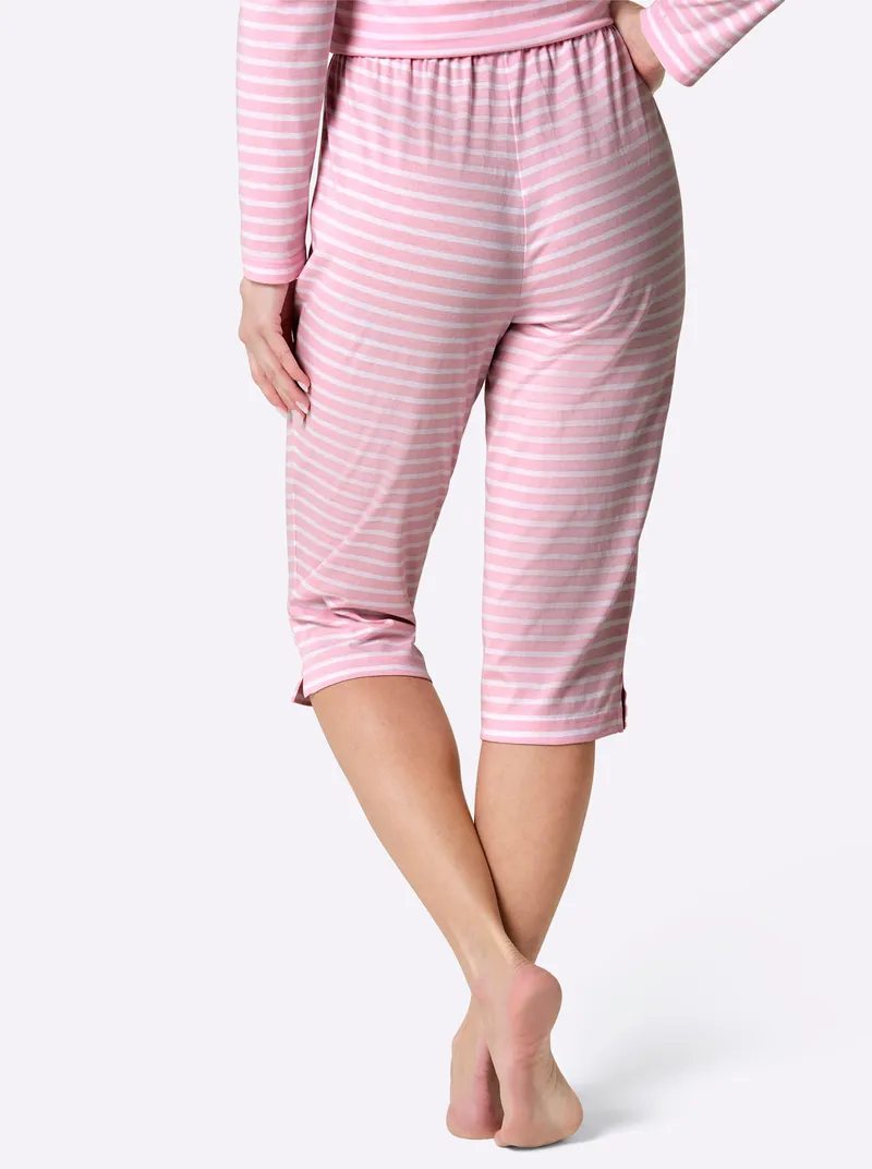 wäschepur Capri-Hose rosé-weiß-geringelt, Rosé-weiß-geringelt, – Produktbild 2 von 2