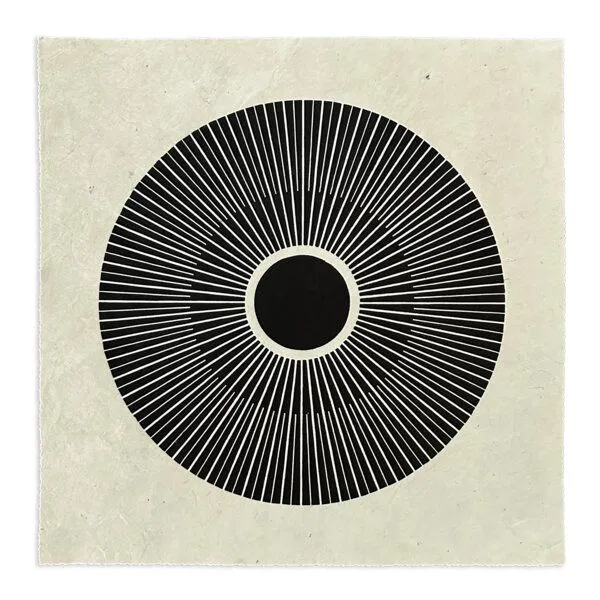 Veskor Cassiopeia Veskor Cassiopeia CENTRAL SUN Sonnen Linoldruck | 40 × 40 cm | Schwarz auf Naturweiß – Produktbild 1 von 4