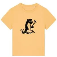 päfjes päfjes Erdmännchen mit Blume - Fair Wear Frauen T-Shirt Bio, Gelb, – Produktbild 1 von 1