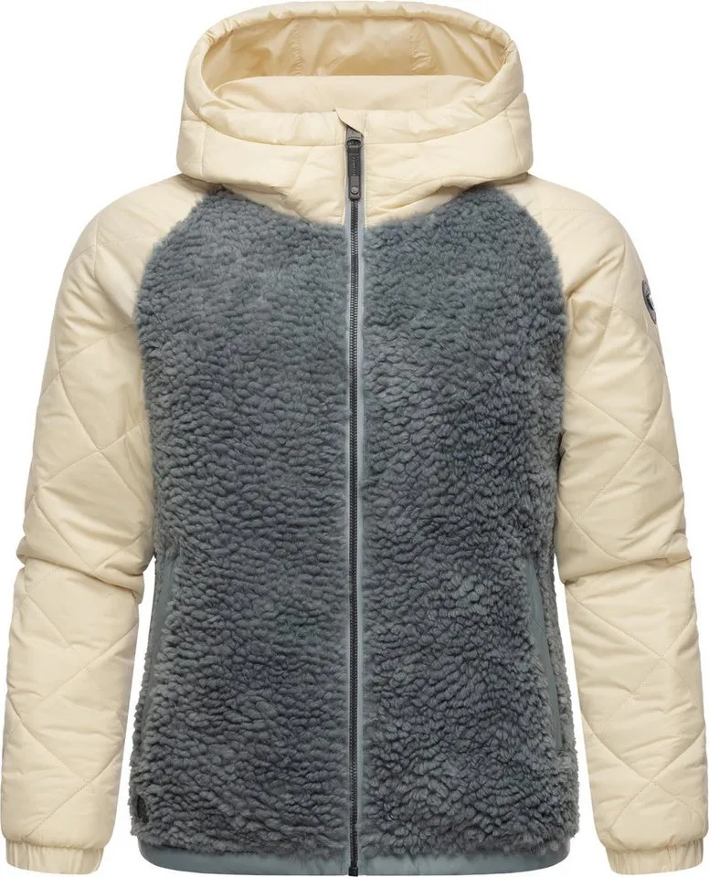 ragwear ragwear Outdoorjacke Leeloo Damen Übergangsjacke aus Teddyfleece mit gesteppten Ärmeln, Grau, – Produktbild 5 von 5