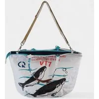 REFISHED fair fashion REFISHED fair fashion Tasche 'SOULMATE ZIP' Limitierte Edition! - upcycelte Fischfuttersäcke, #fish weiß - uni-dunkelblau, – Produktbild 1 von 2