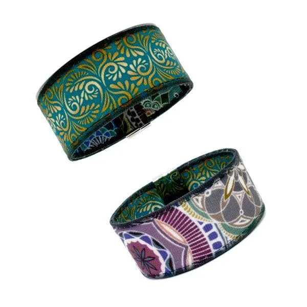 Seegarn Seegarn Wende-Armband 3cm, Ornament (petrol) / mandala (beige), – Produktbild 1 von 1