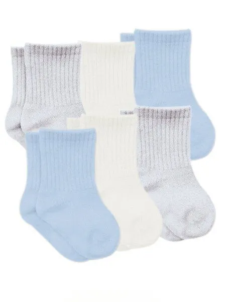 bistyle bistyle Socken 6er-Pack für Babys Babysocken Jungen Mädchen Kurzsocken gerippt, Blau-ecru-grau, – Produktbild 1 von 3