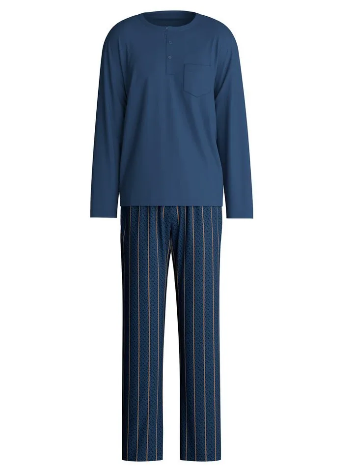 CALIDA CALIDA Pyjama Relax Imprint Herren (2 tlg) weich, leicht und bequem, Blau, – Produktbild 1 von 5