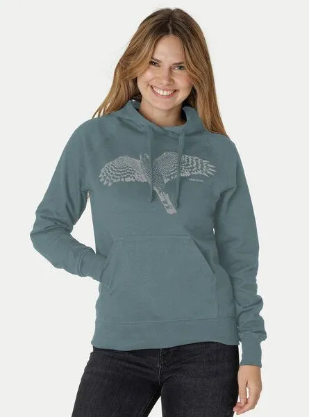 Peaces.bio - handbedruckte Biomode Peaces.bio - handbedruckte Biomode Bio-Hoodie Sperber Damen, Blaugrün, – Produktbild 2 von 3