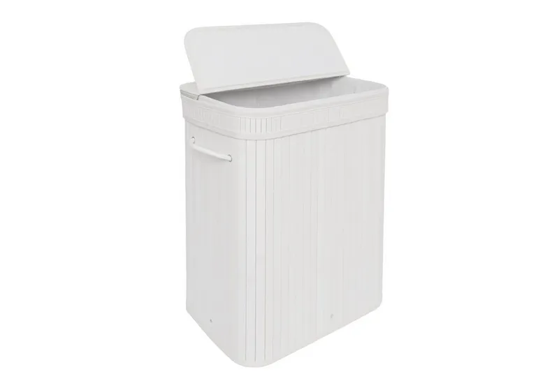 RELAXDAYS RELAXDAYS Wäschekorb Bambus Wäschekorb mit Deckel (1 St), weiß, 72 L, Weiß, – Produktbild 1 von 5