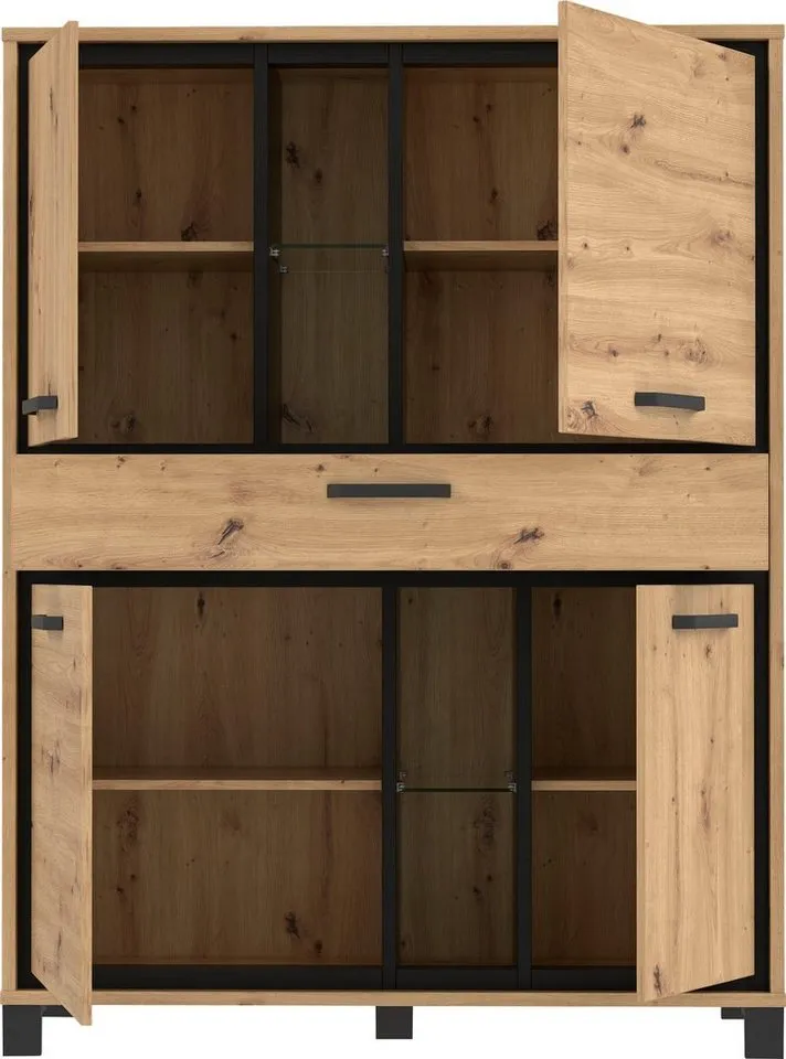 FORTE Highboard Trondheim, Höhe 161 cm, Braun|schwarz, – Produktbild 4 von 5