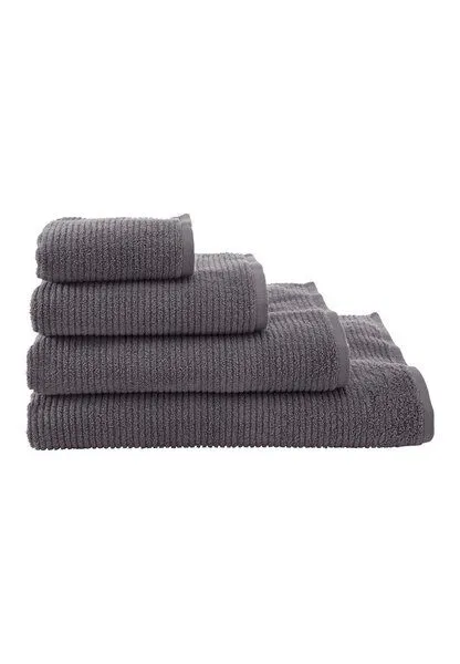 hessnatur hessnatur Frottier Handtuch Rippstruktur aus reiner Bio-Baumwolle, Anthrazit, – Produktbild 3 von 4