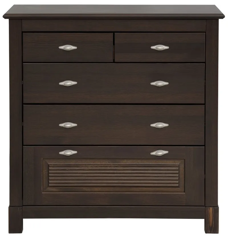 OTTO home Schubkastenkommode Rauna, aus massiver Kiefer mit 5 Schubladen, Breite 96 cm, Braun, – Produktbild 4 von 4