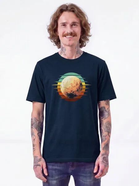 watapparel watapparel T-Shirt Unisex Pluto Retro Sunset, French navy, – Produktbild 2 von 2