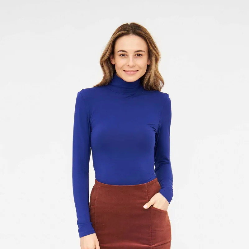 WiDDA Widda Damen vegan Top Rollkragenpullover Neo Kobaltblau, Dunkelblau, – Produktbild 1 von 2
