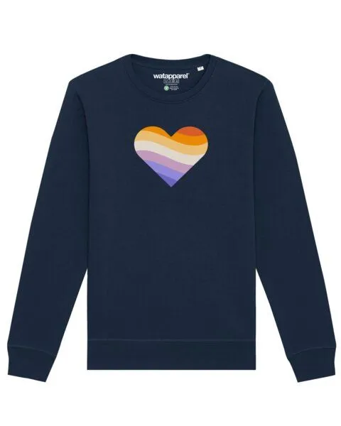 watapparel watapparel Sweatshirt Unisex Rainbow Heart, French navy, – Produktbild 1 von 4