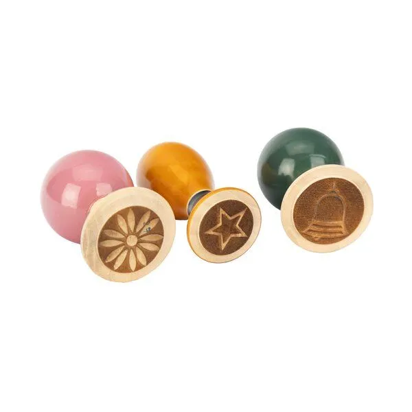 El Puente El Puente Stempel "Blume, Stern & Glocke", 3er-Set | Fair Trade & Handmade aus Indien, Mehrfarbig, – Produktbild 1 von 1