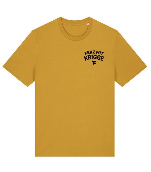 päfjes päfjes Ferz mit Krigge Hessisch Spruch - Fair Organic Cotton Unisex / Männer T-Shirt, Gelb (ochre), – Produktbild 2 von 4