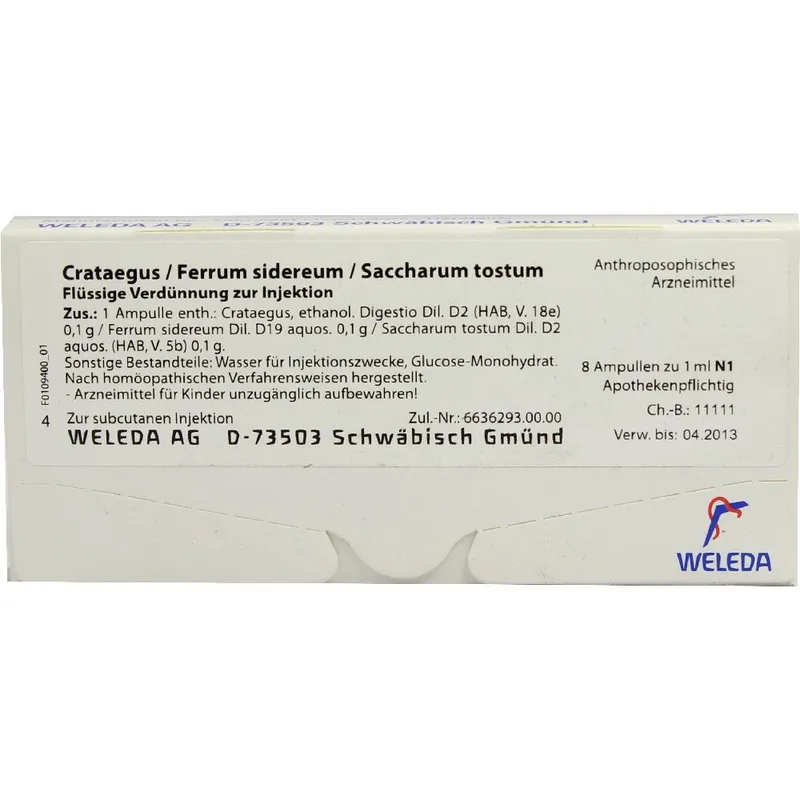 Weleda WELEDA CRATAEGUS/FERRUM sidereum/Saccharum tostum Amp. 8X1 ml Ampullen – Produktbild 1 von 1