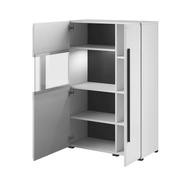 Lomadox Wohnwand TURDA-83, (4-St), weiß Hochglanz, Glas Absetzungen, Beleuchtung 340/204/50 cm, Weiß, – Produktbild 2 von 5