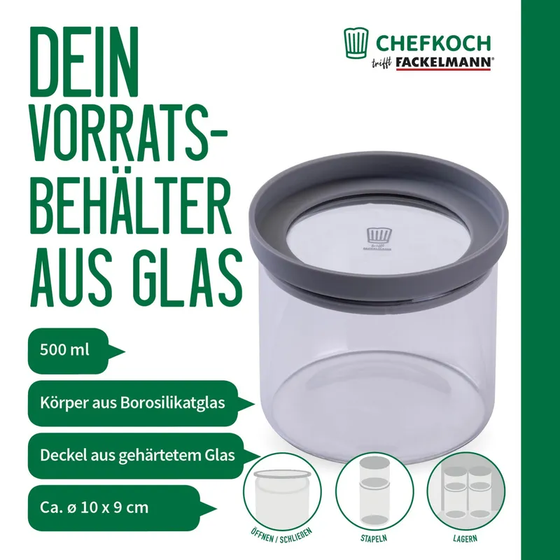 Chefkoch trifft Fackelmann Chefkoch trifft Fackelmann Vorratsglas, 500mL – Produktbild 3 von 3