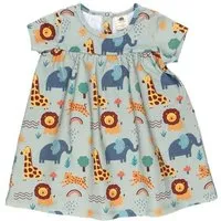 Walkiddy Baby Kleid GOTS zertifiziert, Bio-Baumwolle, hellgrün, Safari-Muster, Kurzarm, leicht & weich – Walkiddy – Produktbild 1 von 1