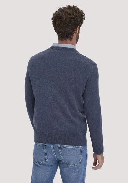 hessnatur hessnatur Strick Pullover Regular aus Bio-Merinowolle mit Bio-Baumwolle, Mitternachtsblau, – Produktbild 3 von 5