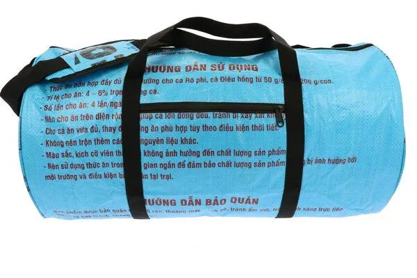MoreThanHip MoreThanHip Wochenend- oder Sporttasche 40L aus recycelten Zement-oder Tierfuttersäcken - Jumbo, Blau - fisch, – Produktbild 4 von 4