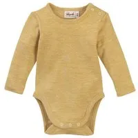 People Wear Organic People Wear Organic Baumwolle-Wolle-Seide Langarm-Body, uni meliert, Gelb, – Produktbild 1 von 2