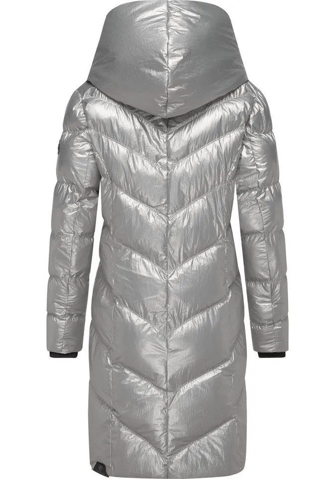 ragwear ragwear Kurzmantel Natalka Bling Damen Wintermantel in schimmernder Optik, Grau, – Produktbild 2 von 4