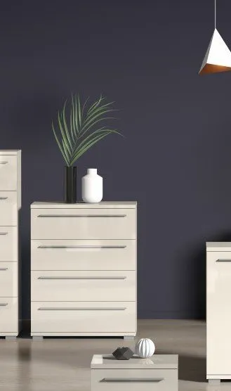 OTTO home Schubkastenkommode Piano, mit 4 oder 5 Schubladen, FSC-zertifizierter Holzwerkstoff, UV lackiert hochglänzend,Soft-Close Funktion, in 2 Breiten und 2 Höhen, Beige, – Produktbild 4 von 8