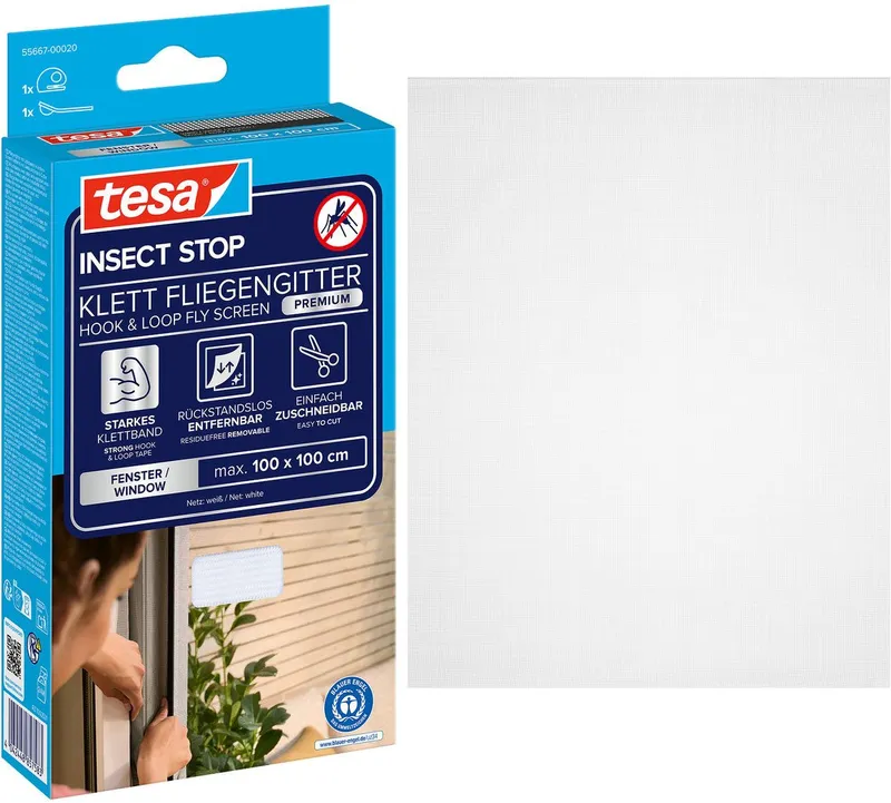 Tesa Tesa Fliegengitter für Fenster 110 x 110 cm, Weiß, – Produktbild 2 von 6