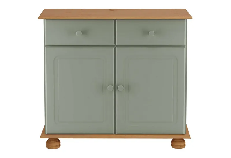 OTTO home Sideboard Mette Kommode mit 2 Türen & 1 Schubladen, die optisch geteilt ist, Kommode mit gefrästen, kugelförmigen Füßen, 2 Türen und 1 Schublade, Grün, – Produktbild 2 von 5