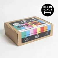 social product social product impact bundle x ALL IN - Geschenke-Set - Meersalz - Taschentuch - Schwammtuch - Pfefferminztee - Himbeeren in Zartbitter Schokolade - Nudeln - Tofu - Tofu-Gewürz – Produktbild 1 von 1