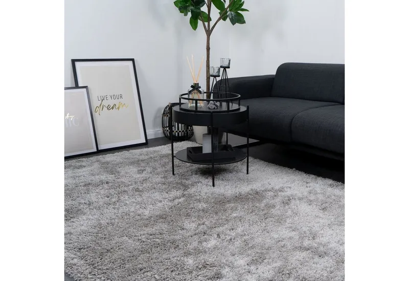 Consilio Concept Designteppich MONA Teppich Wohnzimmer Hochflor Shaggy langflorig handgefertigt, Silberfarben, – Produktbild 1 von 5
