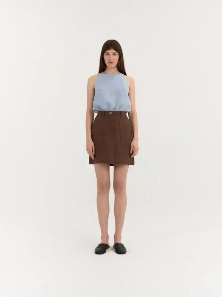 AmourLinen AmourLinen Mini-Leinenrock IVY, Kakao (braun), – Produktbild 1 von 3