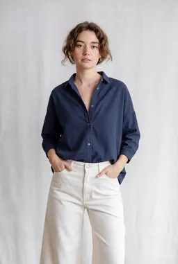 Jyoti - Fair Works Jyoti - Fair Works Bio-Baumwoll Flanell-Bluse Mayank Grau-Blau – Produktbild 1 von 1