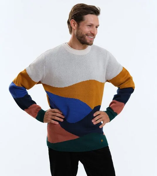 Gary Mash GARY MASH Strickpullover James aus Biobaumwolle, Fields (mehrfarbig), – Produktbild 2 von 4