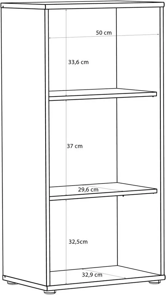 FORTE Regal Tempra, Mehrzweckregal schmal, Höhe 111,1cm, 2 Ablageböden, Breite 54 cm, Beige, – Produktbild 3 von 3