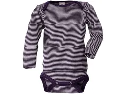 Cosilana Cosilana Baby Body Langarm Wolle Seide lila-geringelt Gr.74/80 – Produktbild 1 von 1