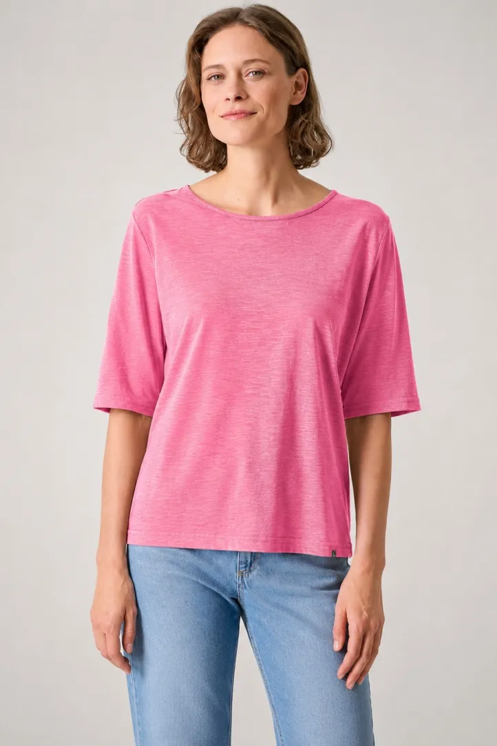 HempAge Hempage Damen vegan T-Shirt, Lässige Passform Hibiskusrosa, Rosa, – Produktbild 2 von 2