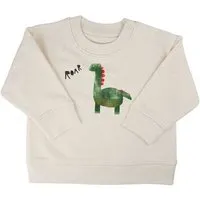 MelaDi Meladi Kinder Baby - Sweater aus Biobaumwolle - Dino auf Natural Raw – Produktbild 1 von 1