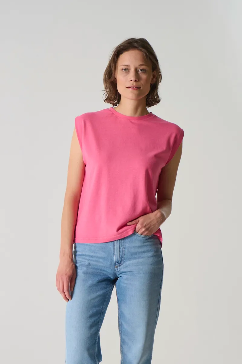 HempAge Hempage Damen vegan Ärmelloses T-Shirt In Hibiskusrosa, Rosa, – Produktbild 2 von 2