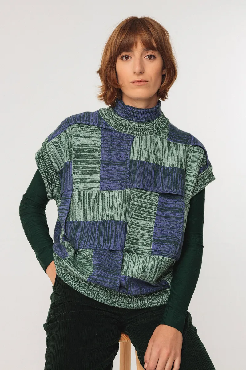 SKFK SKFK Damen vegan Pullover Gauna Mehrfarbig, Dunkelblau, – Produktbild 1 von 2