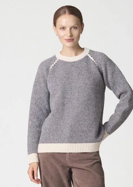Klitmøller Collective Klitmøller Collective Kate Merino-Strick-Pullover, Wollweiß-blau, – Produktbild 1 von 4