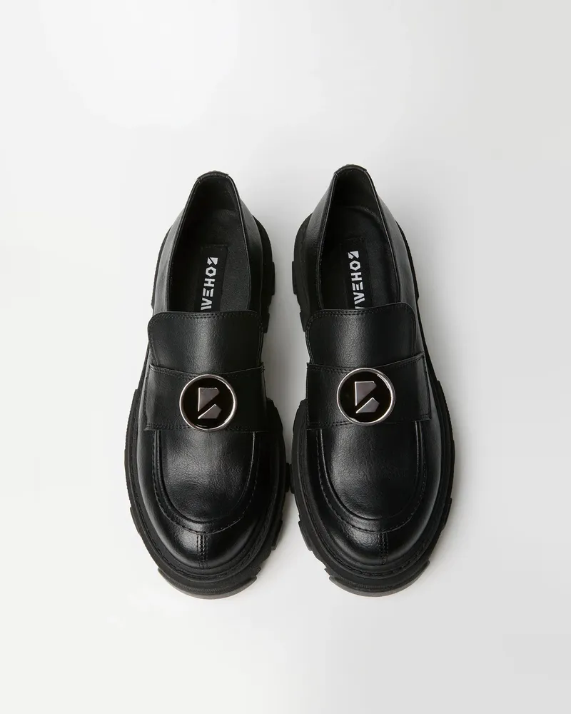 BOHEMA BOHEMA Damen vegan Loafer Blocky Schwarz, Schwarz, – Produktbild 1 von 2