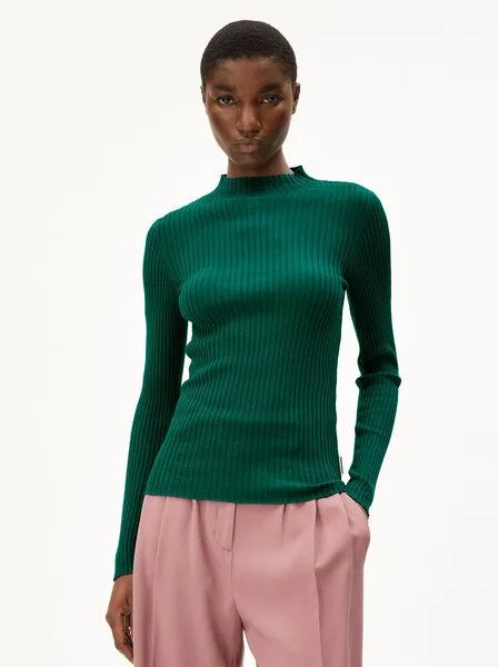 ARMEDANGELS ARMEDANGELS ALAANIA Damen Pullover Slim Fit aus Bio-Baumwolle, Emerald green, – Produktbild 2 von 4