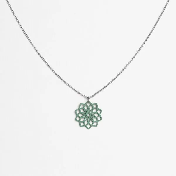 feinformart feinformart Kette mit Holzanhänger 'Mandala', Aquamarin (türkis), – Produktbild 4 von 5