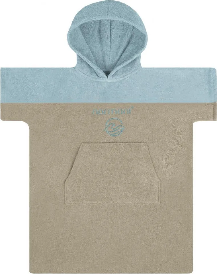 normani Badeponcho Kinder Badeponcho 6-9 Jahre Puwai, Bio-Baumwolle, Kapuze, Schlupf, Badeponcho aus 100 % Bio-Baumwolle, Blau, – Produktbild 4 von 5