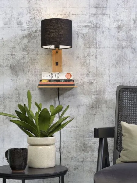 GOOD&MOJO GOOD&MOJO Naturel Wandlampe Andes, Schwarz, – Produktbild 1 von 4