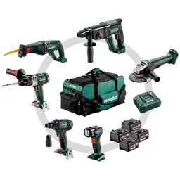 Metabo Metabo Akku Combo Set Bauhandwerk 6.1, SB 18 LTX Impuls + KH 18 LTX 24 + W 18 L 9-125 Quick + ASE 18 LTX + SSW 18 LTX 300 BL + ULA 14.4-18 LED, Werkze – Produktbild 1 von 1