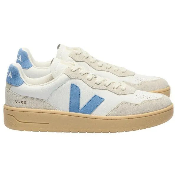 Veja Veja Damen-Sneaker V-90 OT Leather Extra White Aqua Natural – Produktbild 1 von 4