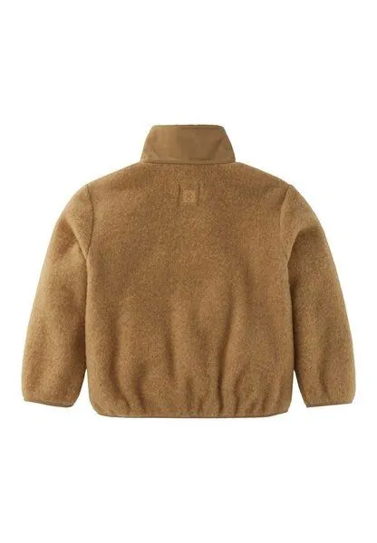 hessnatur hessnatur Wollfleecejacke Regular mit Patch aus reiner Schurwolle, Camelbraun, – Produktbild 4 von 4