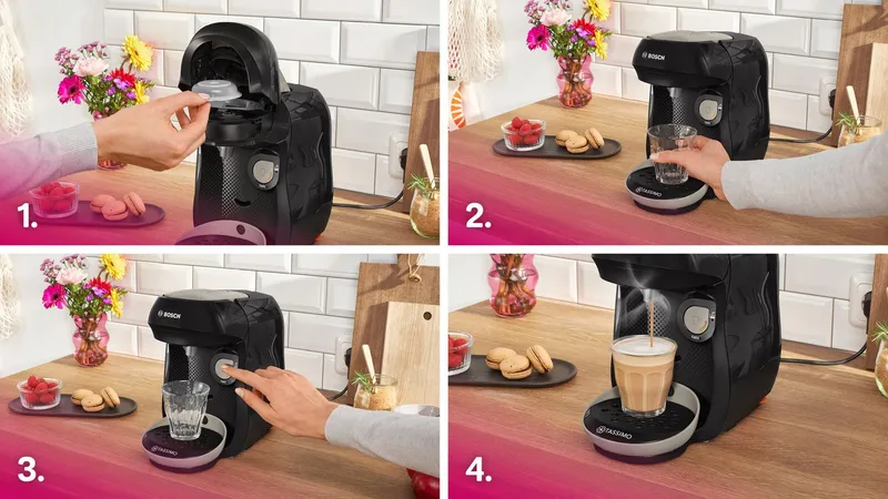 Tassimo Tassimo Kapselmaschine Tassimo happy friendly TAS109E, über 70 Getränke, platzsparend, geeignet für alle Tassen, Wassertank 0,7 L, Schwarz, – Produktbild 3 von 5